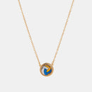 Sporty Element Resin Necklace Blue Volleyball Gold One Size