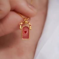 Elegant 18K Gold-Plated Titanium Steel Pendant Necklace with Resin Detail, 17.7-Inch Chain - Store 42