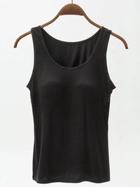 Full Size Wide Strap Modal Tank with Bra Black
