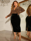 Honey Plus Size Surplice Neck Long Sleeve Slit Dress - Store 42
