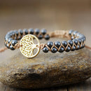 Alloy Natural Stone Braided Bracelet Gold One Size