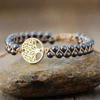 Alloy Natural Stone Braided Bracelet Gold One Size