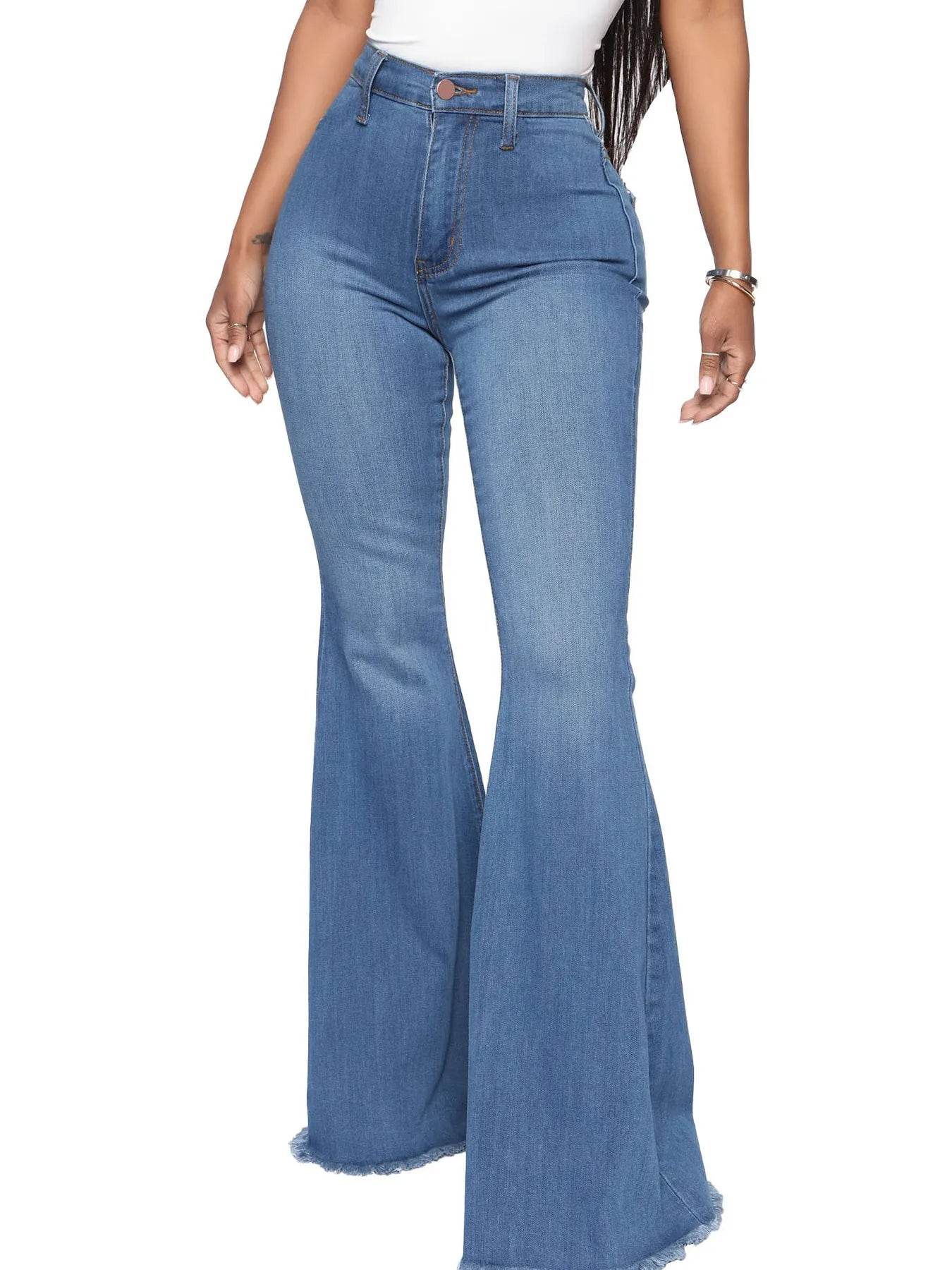 Full Size High-Waisted Raw Hem Flare Jeans Plus Size - Store 42