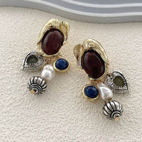 Elegant Zinc Alloy Heart Dangle Earrings - 18K Rose Gold and Platinum Plated Jewelry - Store 42