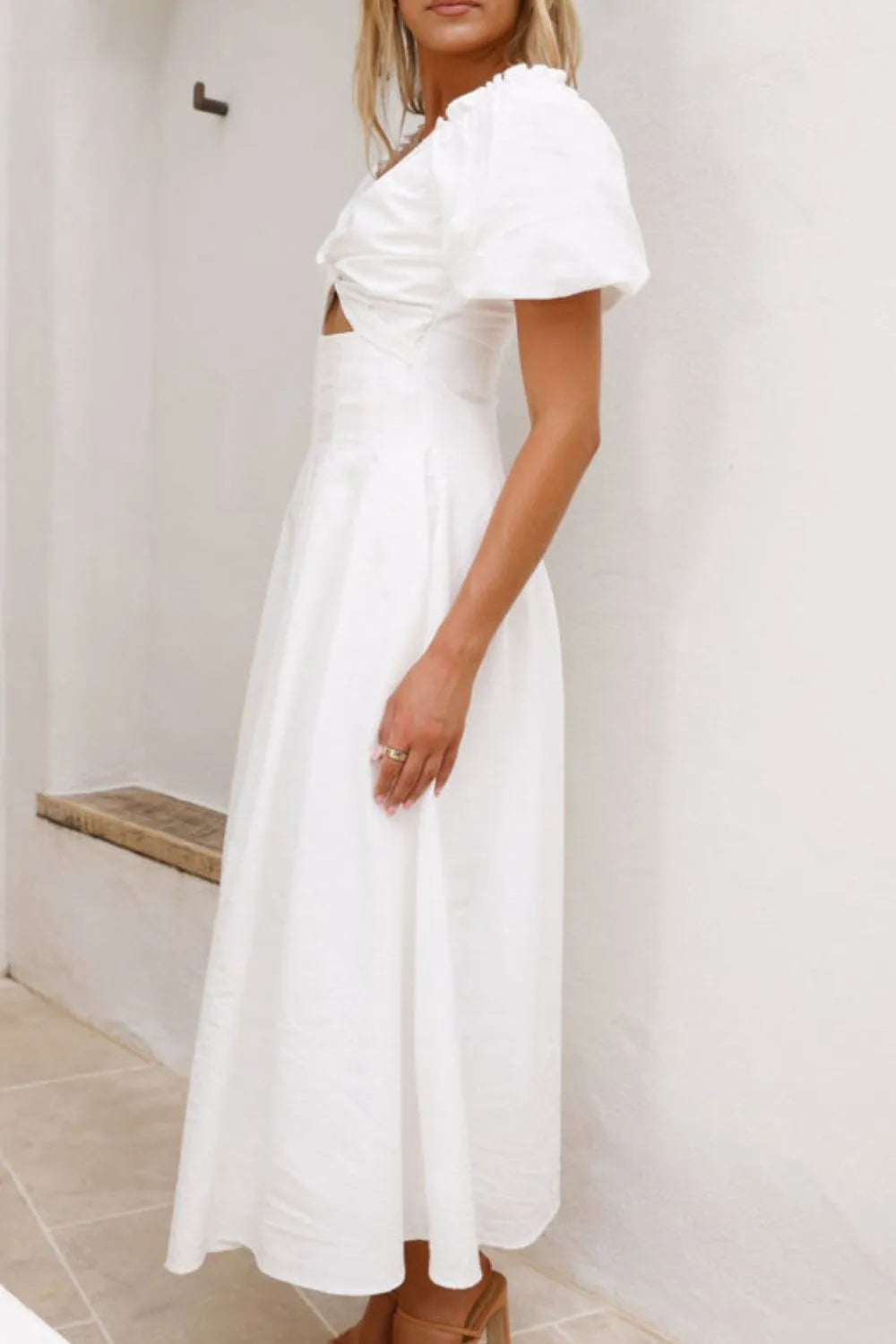 Sweetheart Neck Puff Sleeve Dress