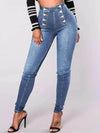 Full Size High-Waisted Double-Breasted Skinny Jeans Plus Size - Store 42