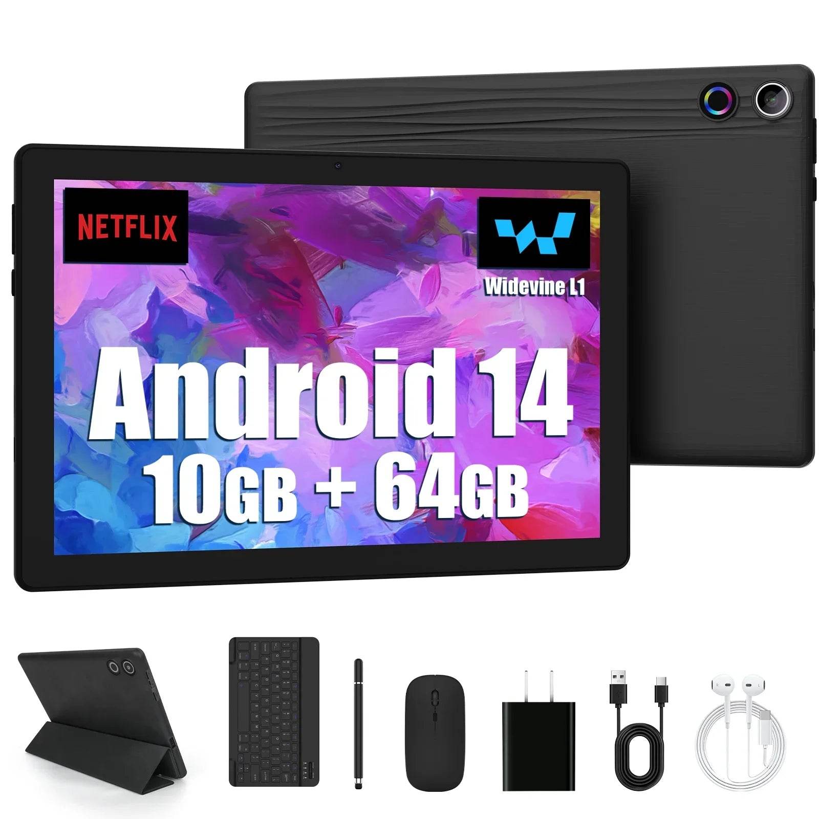 A523 Android 14 Tablet 10In, Octa-Core, 8GB RAM, 64GB Storage, 5000mAh Battery, Keyboard & Mouse Set