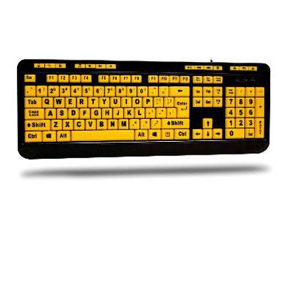 122-Key Fluorescent USB Keyboard with 4X Hi-Contrast Printed Keys for Easy Reading