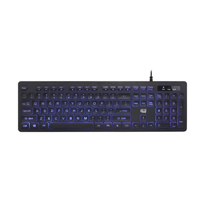 Adesso 3-Color Illuminated Multimedia Keyboard with Antimicrobial Protection & Large Hotkeys