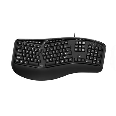 Adesso Ergonomic USB Keyboard with 105 Keys and 20 Multimedia Hotkeys for PC