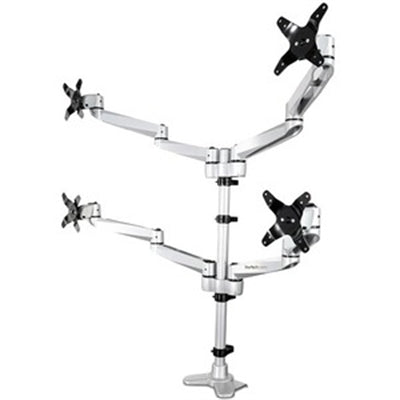Premium Quad Monitor Mount for 4 Screens Up to 27" - Full Motion Desk Clamp / Grommet Mount