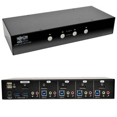 4-Port DisplayPort KVM Switch with Audio, USB 3.0 Hub & Cables for Seamless Connectivity