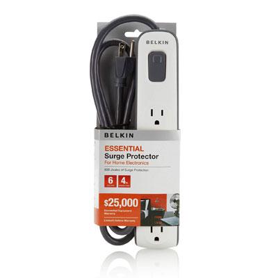 Belkin 6-Outlet Surge Protector with 4' Power Cord - Essential Home Electronics Safety