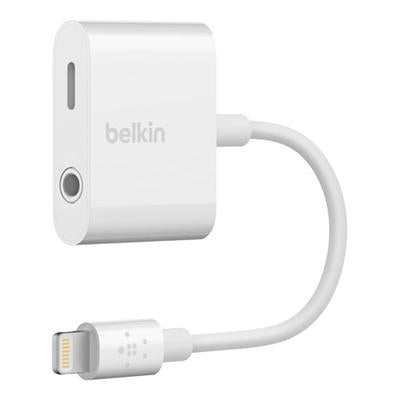 Belkin 3.5Mm Audio + Charge Rockstar Adapter - 4In White for Charging and Listening Simultaneously