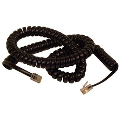25-Foot Black Coiled Phone Cable - Durable RJ11 Male to Male Connector for Landline Phones