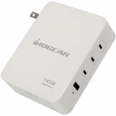 IOGEAR GearPower 145W Multiport GaN Charger with 4 Ports, USBC Cable Included, Ideal for iPhone 16, MacBook Pro/Air