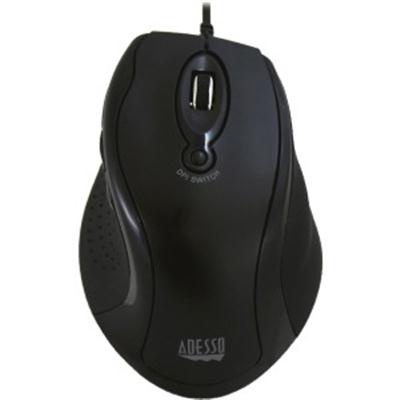 Adesso Ergonomic Wired Optical Mouse with 4 Adjustable DPI Levels and Navigation Buttons
