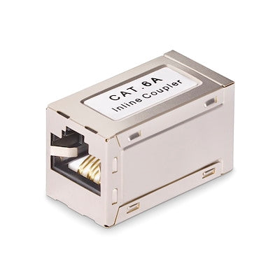 Shielded RJ45 Cat6a Coupler - Durable Metal Housing, Gold-Plated Contacts, Supports 10G Networks