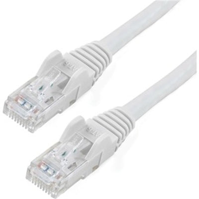 6 Ft White Cat6 Ethernet Patch Cable with Snagless RJ45 Connectors for High-Speed Networking