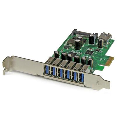 7-Port PCIe USB 3.0 Card with SATA Power - UASP Support, Dual-Profile Design, Windows & Linux Compatible