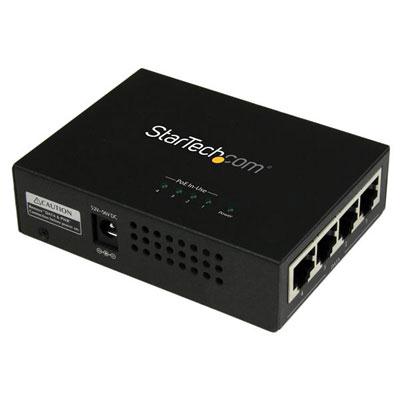 4 Port Gigabit PoE+ Injector Midspan Hub - 802.3at/af Wall-Mountable, 30W per Port