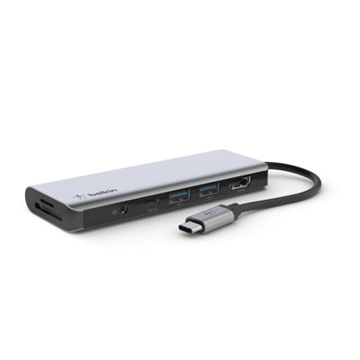 Belkin USB-C 7-in-1 Multiport Adapter with 100W Pass-Through Charging for Ultimate Port Expansion