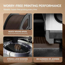 Worry-free printing performance of JAYO Wood PLA 3D Filament 1.75mm 1.1kg - 6 Roll Set with images of neatly wound spools, highlighting reliability in 3D printing.