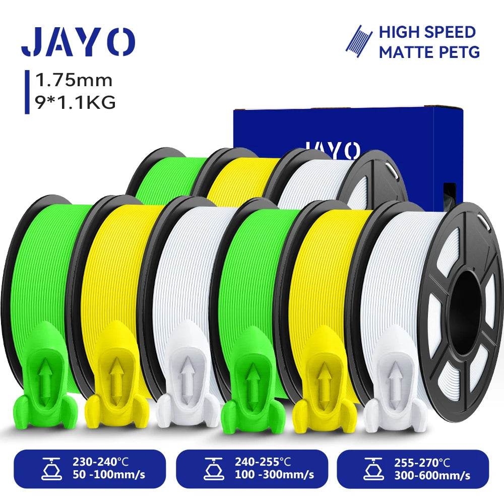 JAYO PETG Filament 1.75mm - 9 Rolls for Fast, Reliable 3D Printing with Matte Finish 3GN3YL3WT United States