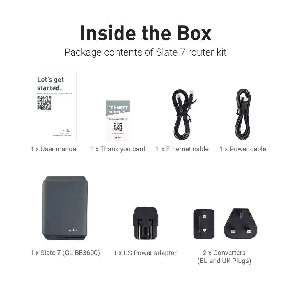 GL.iNet GL-BE3600 Slate 7 Dual-Band WiFi 7 Portable Travel Router for Fast Connectivity