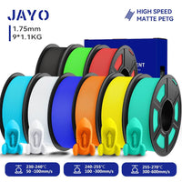 JAYO PETG Filament 1.75mm - 9 Rolls for Fast, Reliable 3D Printing with Matte Finish BKGNRDSBWTBLORYLMG United States