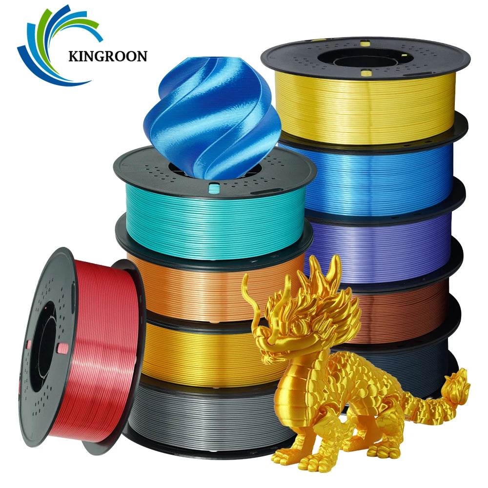 KINGROON 10KG Silk PLA Filament Set 1.75mm | Vibrant Mixed Colors with Glossy Finish