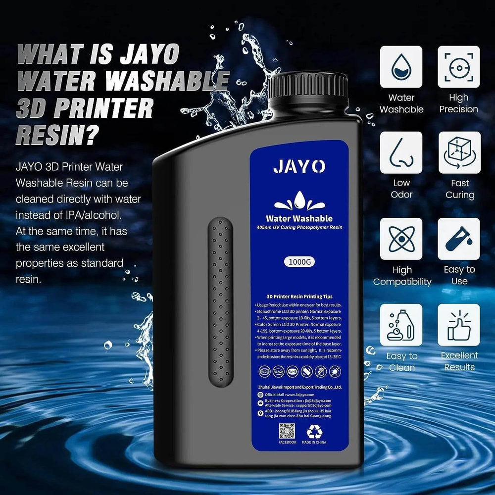 JAYO 3D Printer Resin - ABS-Like, Water Washable, 395-405nm, Durable High-Detail Prints
