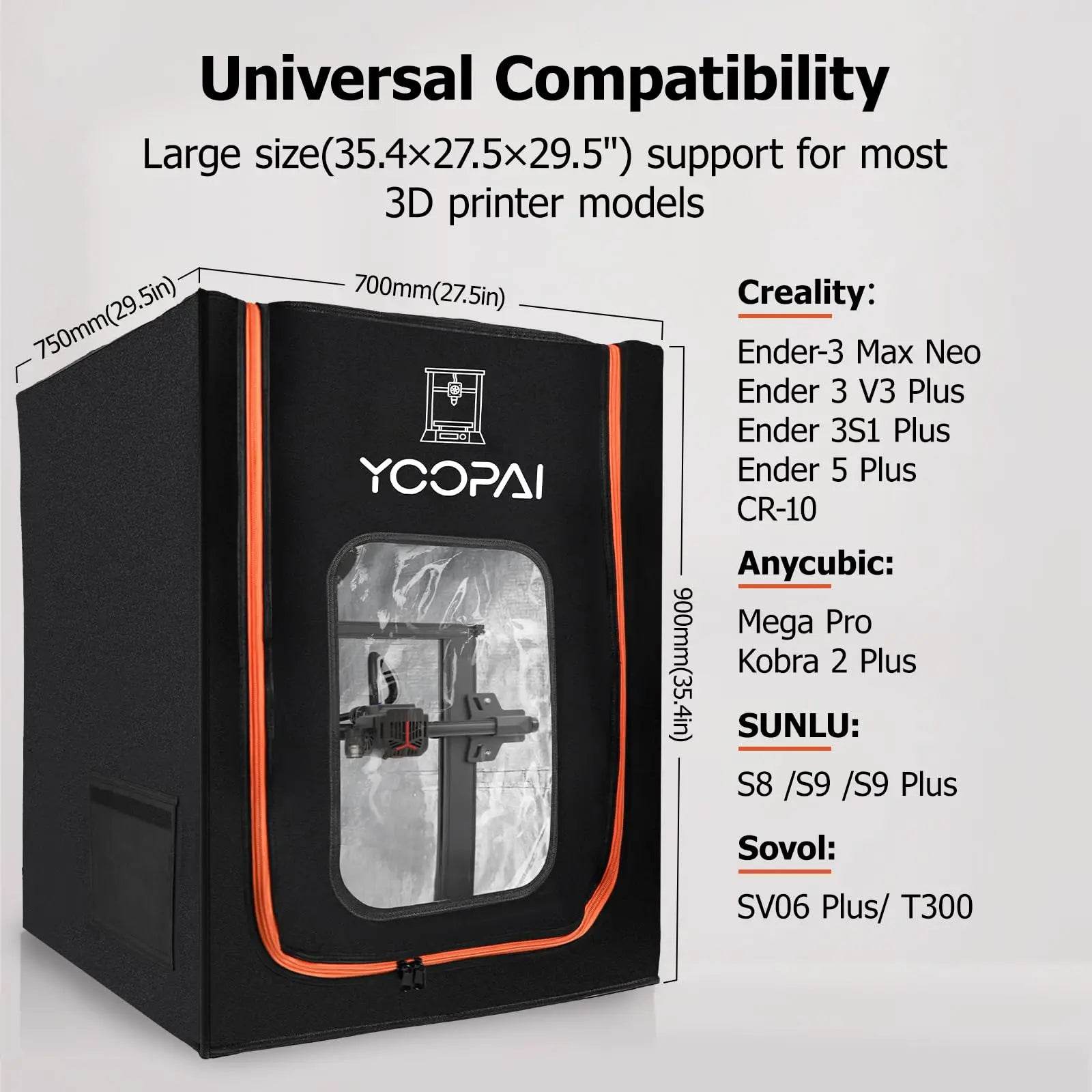 YOOPAI 3D Printer Enclosure for Bambu & Creality with LED Light - Fireproof, Dustproof, Temperature Control L1 high(90cm) United States