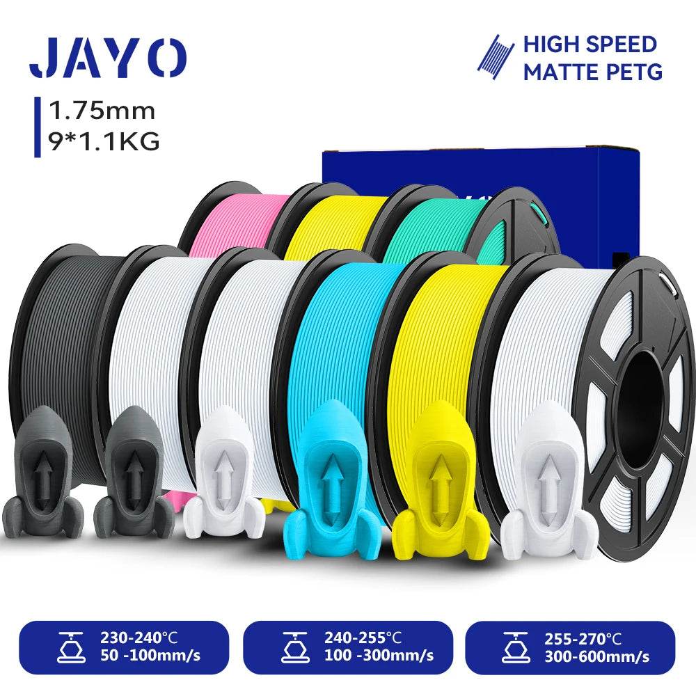 JAYO PETG Filament 1.75mm - 9 Rolls for Fast, Reliable 3D Printing with Matte Finish PK2YLMGSBGY3WT United States