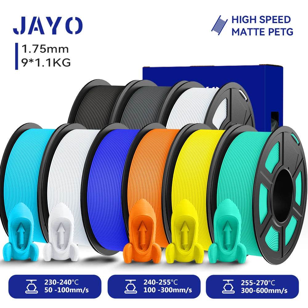 JAYO PETG Filament 1.75mm - 9 Rolls for Fast, Reliable 3D Printing with Matte Finish BK2WTGYSBBLORYLMG United States