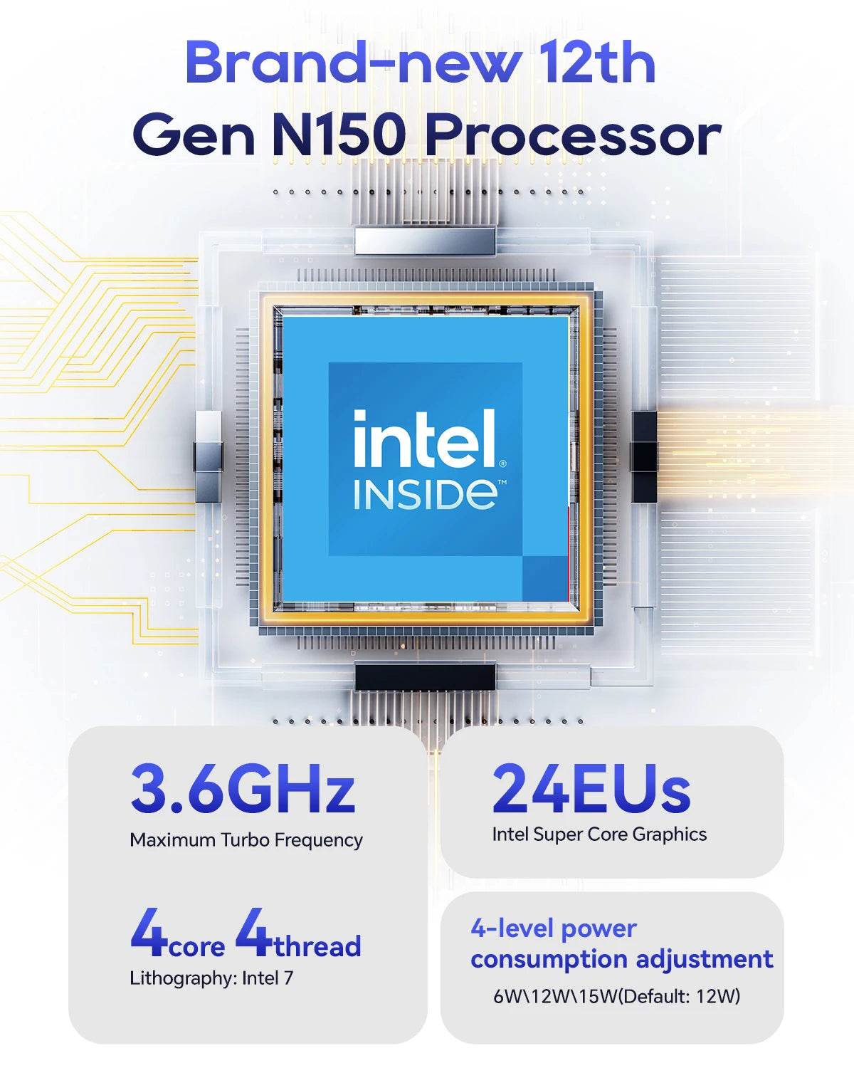 AOOSTAR N1 Pro Mini PC - Intel N150, 12GB RAM, 256/512GB M.2 SSD, Compact Design