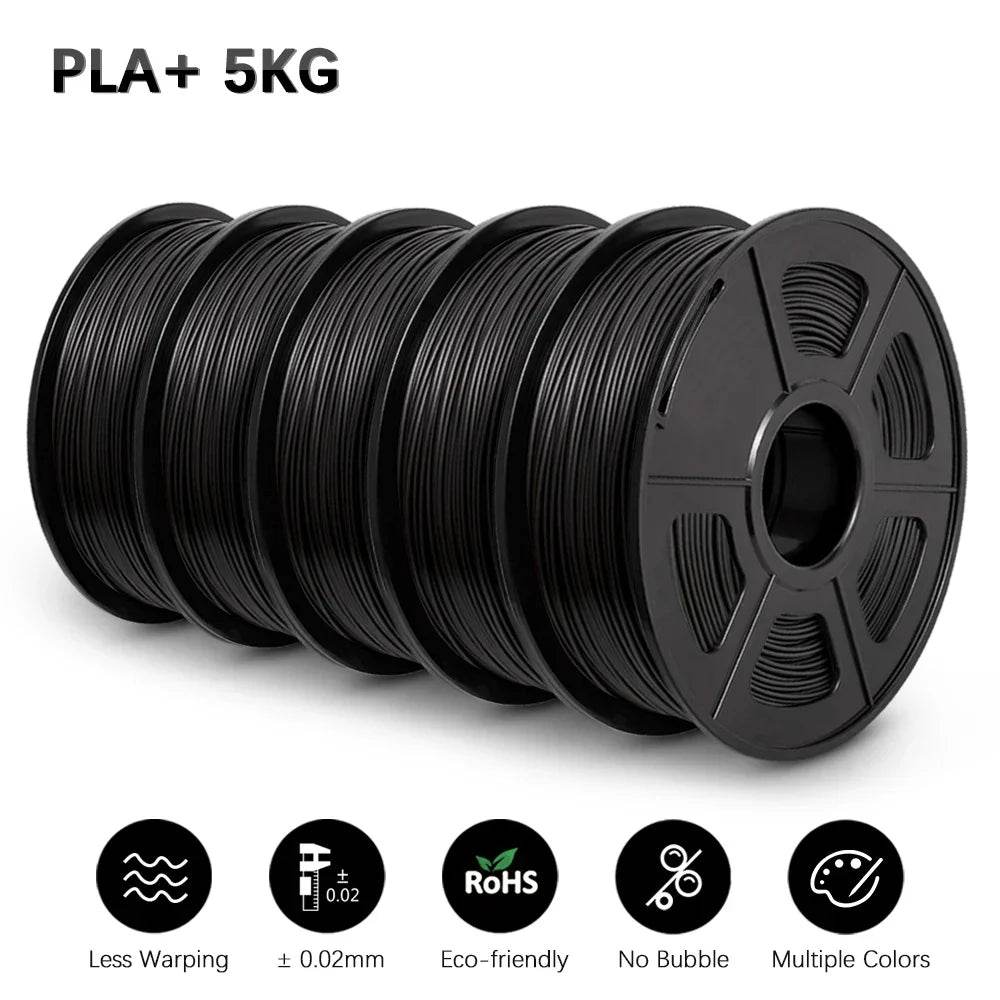 SUNLU PLAPLUS 1.75mm Filament 5kg - Tangle-Free, Eco-Friendly, Odorless, Bright Color PLA PLUS Black 5 United States