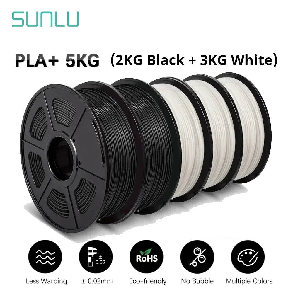 SUNLU PLAPLUS 1.75mm Filament 5kg - Tangle-Free, Eco-Friendly, Odorless, Bright Color