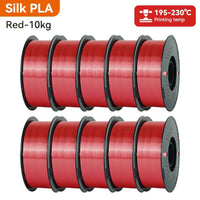Red KINGROON 10KG Silk PLA Filament Set 1.75mm | Vibrant Mixed Colors with Glossy Finish for eye-catching designs.