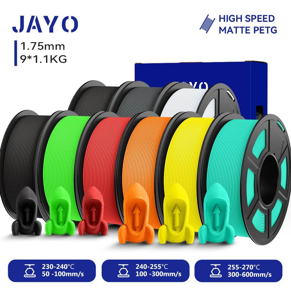 JAYO PETG Filament 1.75mm - 9 Rolls for Fast, Reliable 3D Printing with Matte Finish 2BKWTGYGNRDORYLMG United States