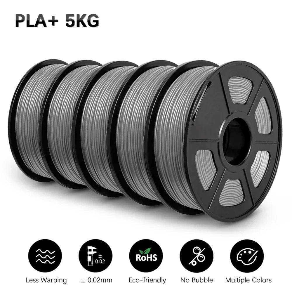 SUNLU PLAPLUS 1.75mm Filament 5kg - Tangle-Free, Eco-Friendly, Odorless, Bright Color PLA PLUS Grey 5 United States