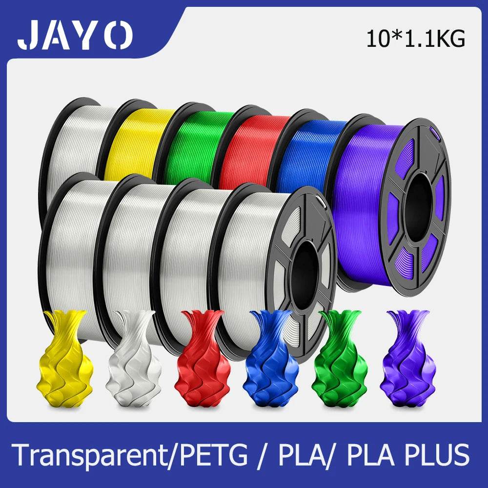 JAYO 1.75mm Transparent PETG PLA Filament - 10 Rolls of Clear Multicolor for Vibrant 3D Printing