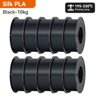 Black KINGROON 10KG Silk PLA Filament Set 1.75mm | Vibrant Mixed Colors with Glossy Finish for professional-quality prints.