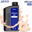 JAYO 3D Printer Resin bottle featuring a detailed dragon sculpture in a swirling pink splash, emphasizing its ABS-like quality for robust prints.