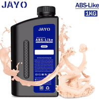 JAYO 3D Printer Resin bottle featuring a detailed dragon sculpture in a swirling pink splash, emphasizing its ABS-like quality for robust prints.