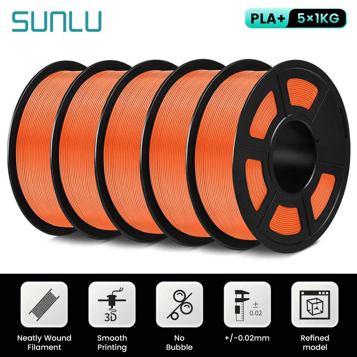 Sunlu PLA Plus 1.75mm 5Kg Colorful Filament for Vivid 3D Printing and Strong, Smooth Output