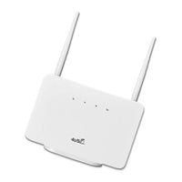 Top view of Nova 4G Wireless Router by APWIKOGER, showcasing sleek design and dual external antennas for optimal signal strength.