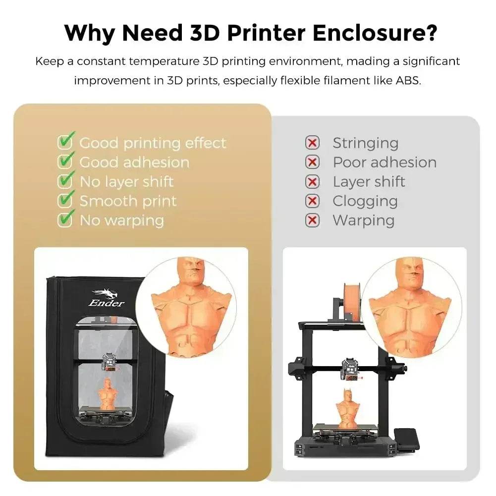Creality Ender-3 SE Enclosure - Fireproof, Dustproof, Constant Temperature Control, Black
