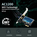 FENVI FV-AC1200 PCIe WiFi Card - 1200Mbps Dual Band 2.4GHz/5GHz, Easy Install for Gaming & Streaming