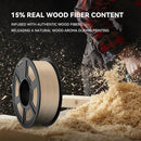 JAYO Wood PLA 3D Filament 1.75mm 1.1kg - 6 Roll Set featuring 15% real wood fiber content, showcasing authentic wood aroma during printing for an enhanced experience.
